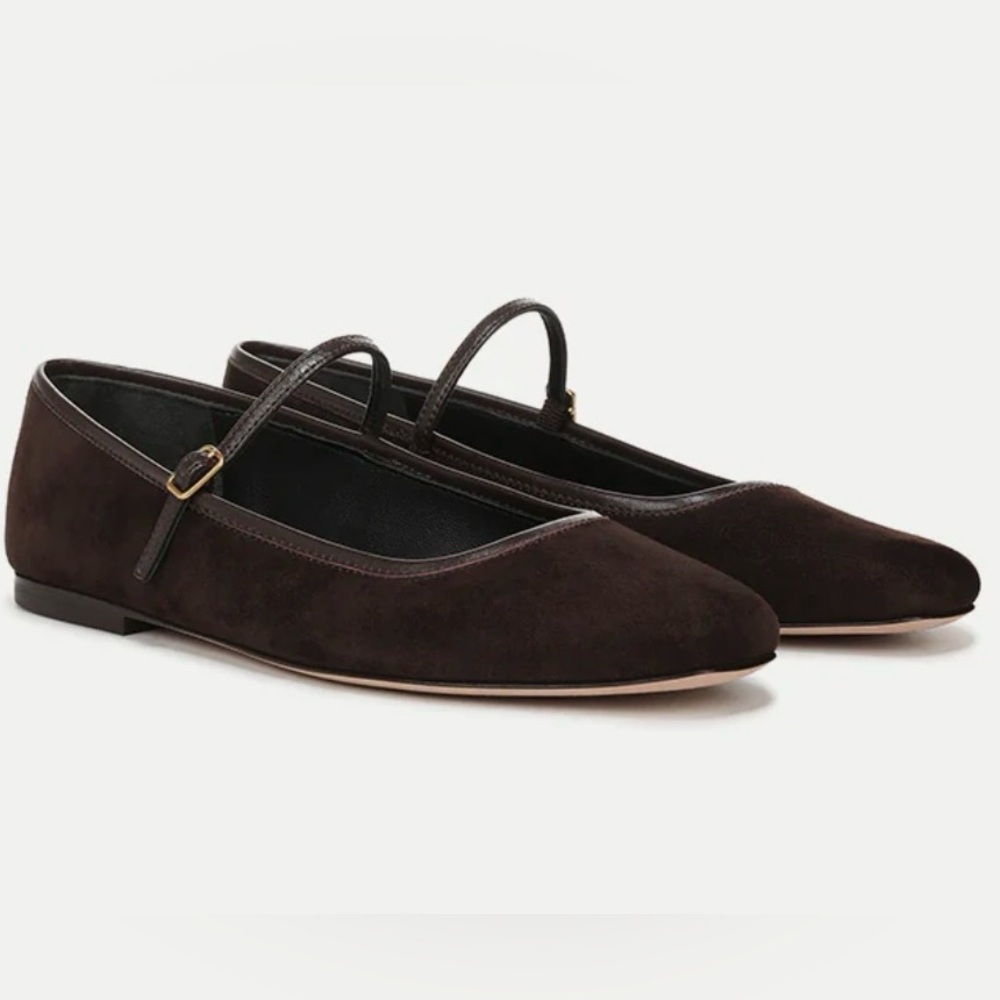 NEW Veronica Beard Ellie Suede Flat in Espresso